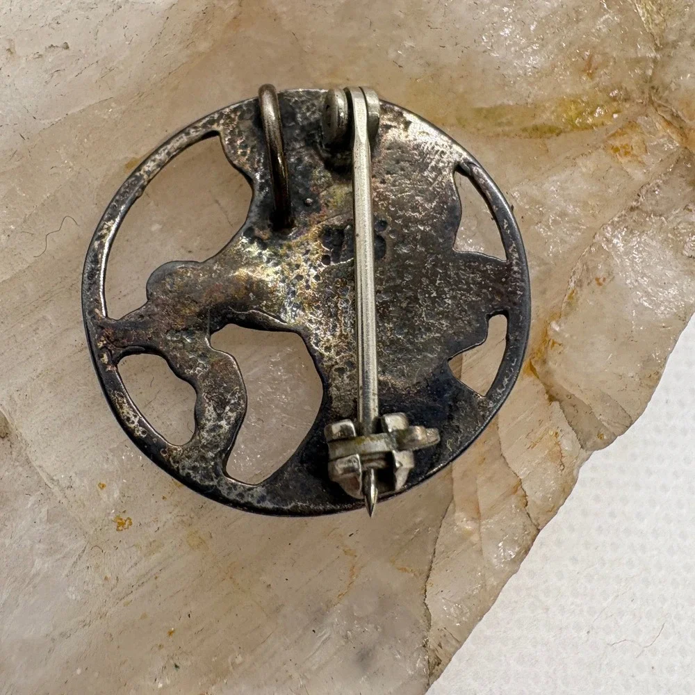 Vintage Sterling Silver Art Nouveau Woman Flower Brooch Pendant 3.55g SKU 277